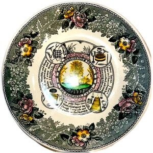 ADAMS STAFFORDSHIRE Vintage Colonial Style Plate Harvest Old Farming Tools